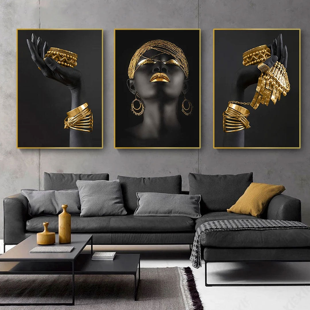 Golden African Woman Canvas Art