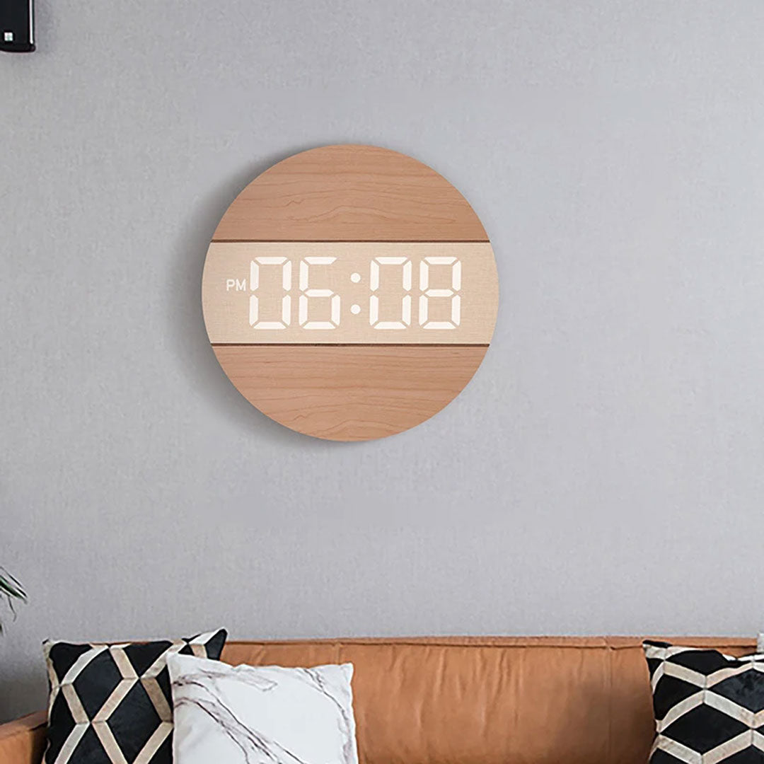 Wall Mounted Large Screen Wooden Digital Clock