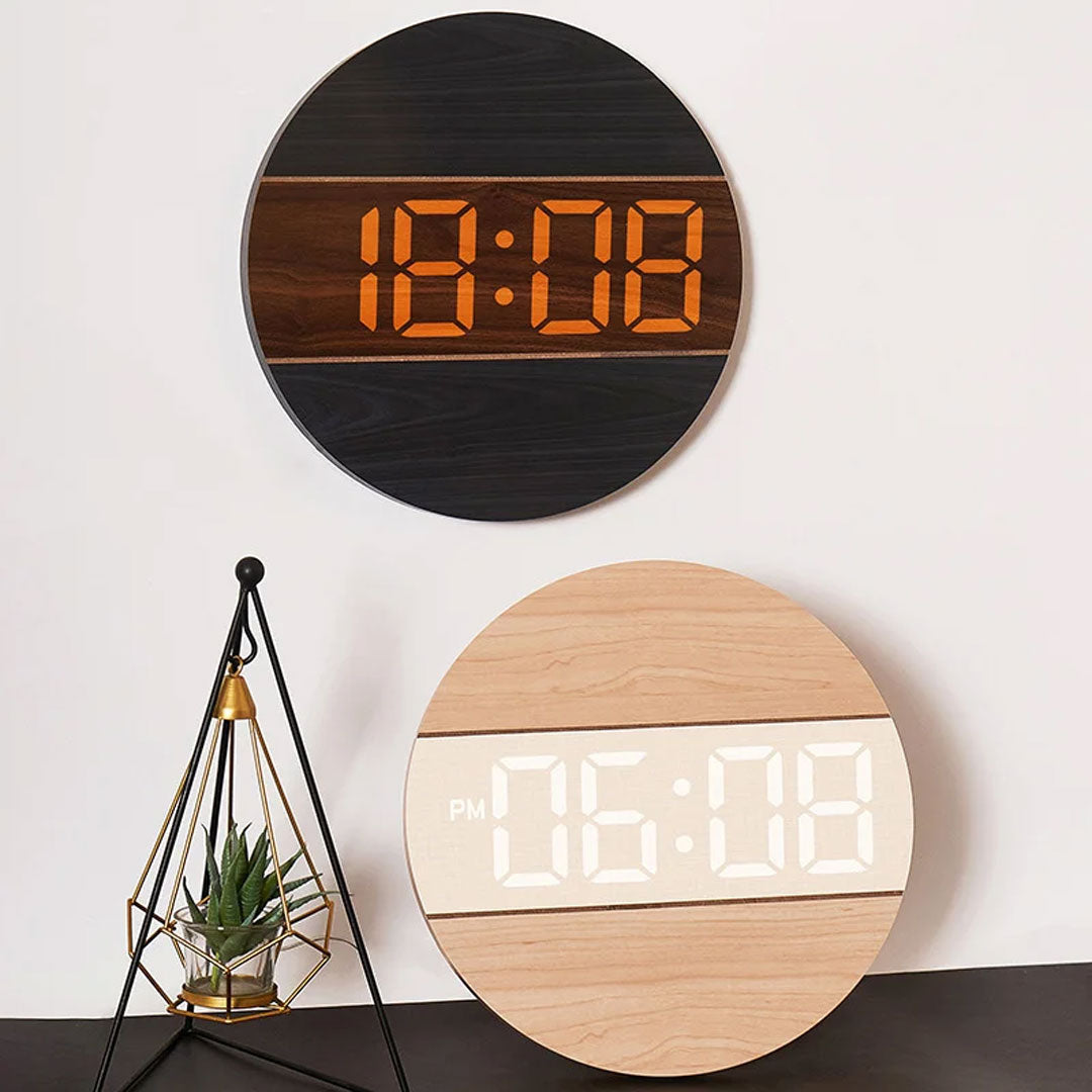 Wall Mounted Large Screen Wooden Digital Clock