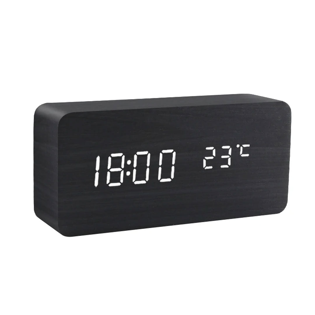 Sleek Simplicity LED Wooden Alarm Clock with Voice Control