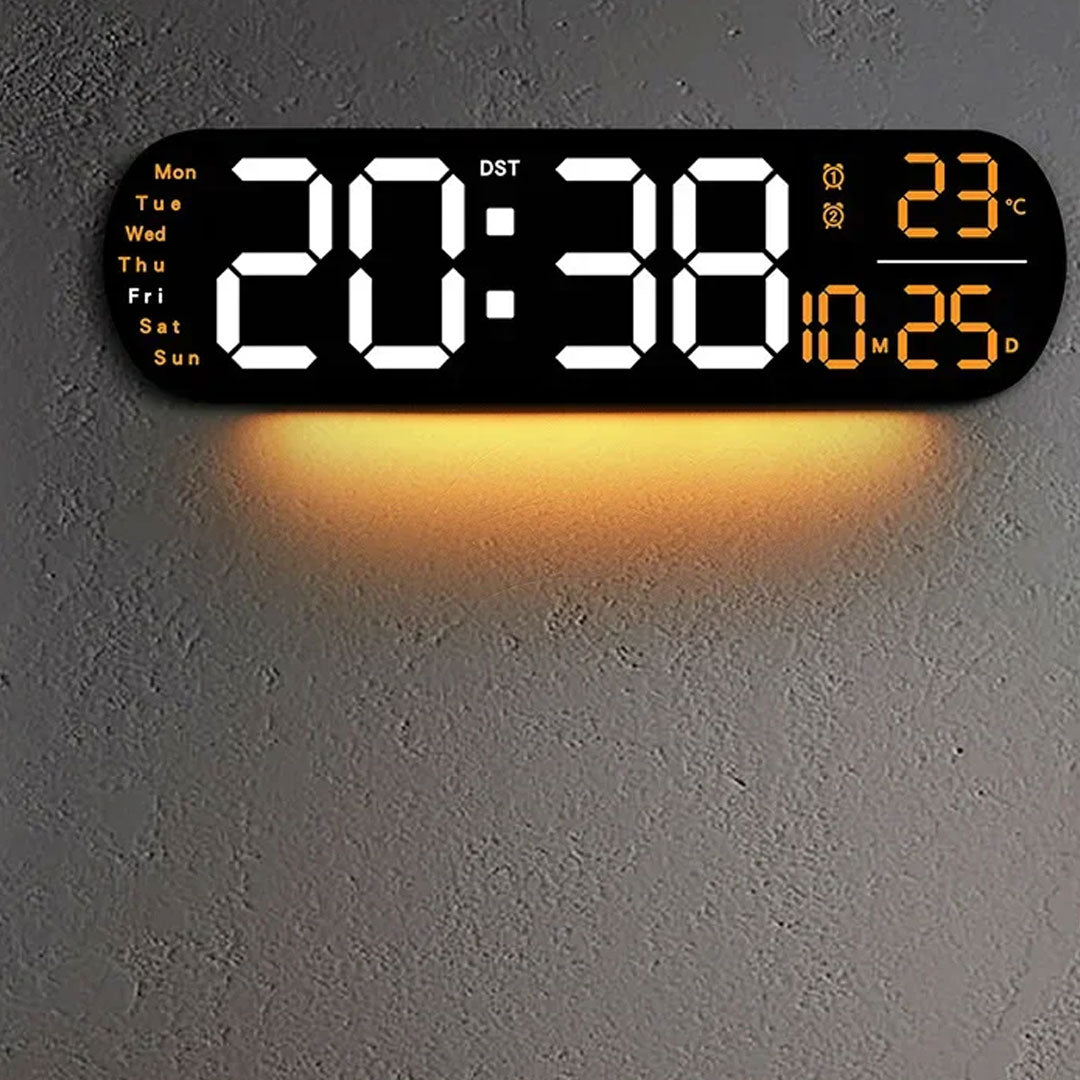 Large Digital Wall Clock Temperature Date Remote Control