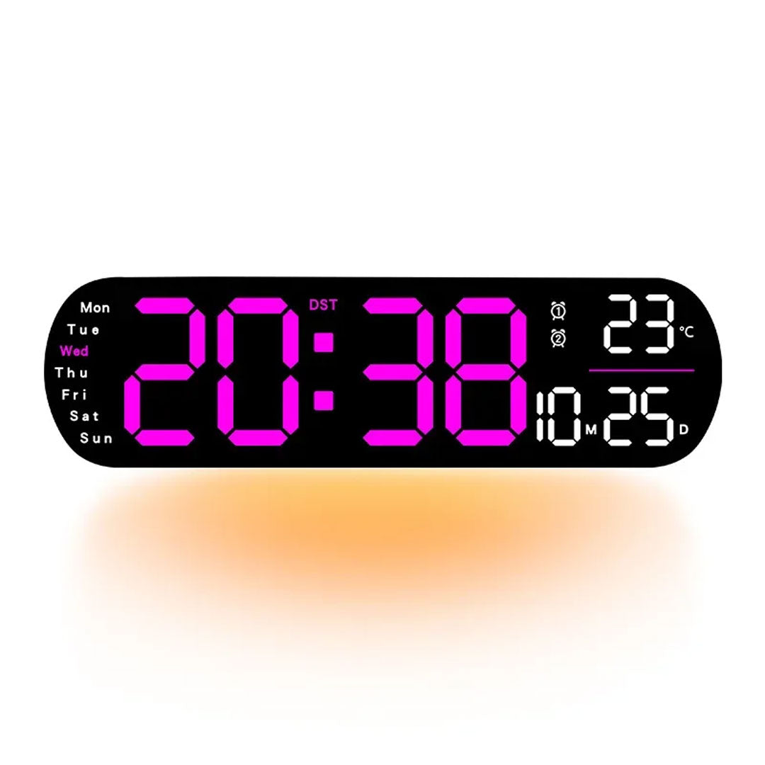 Large Digital Wall Clock Temperature Date Remote Control