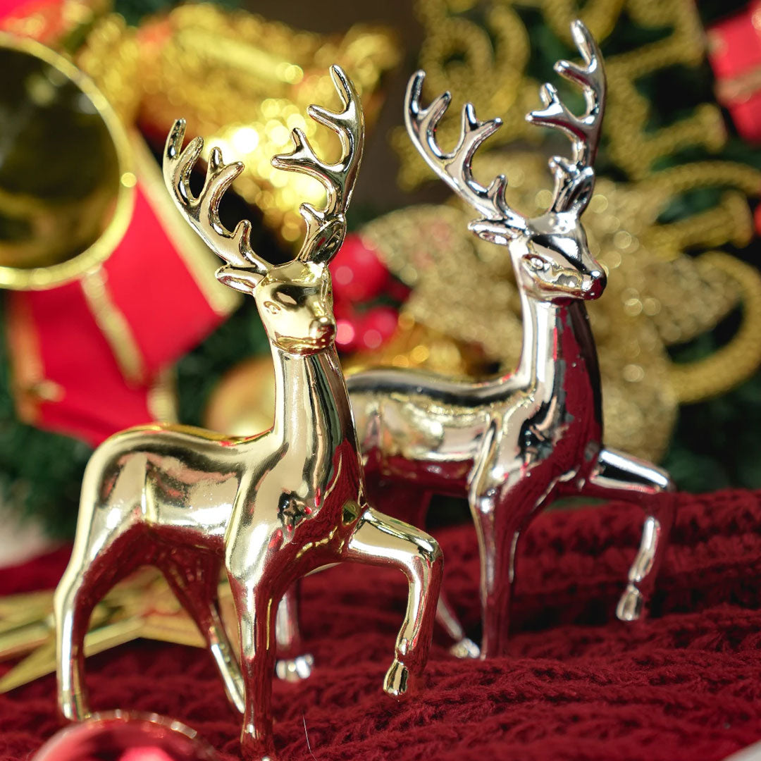 Luxury Christmas Gold Resin Deer Statue Decor