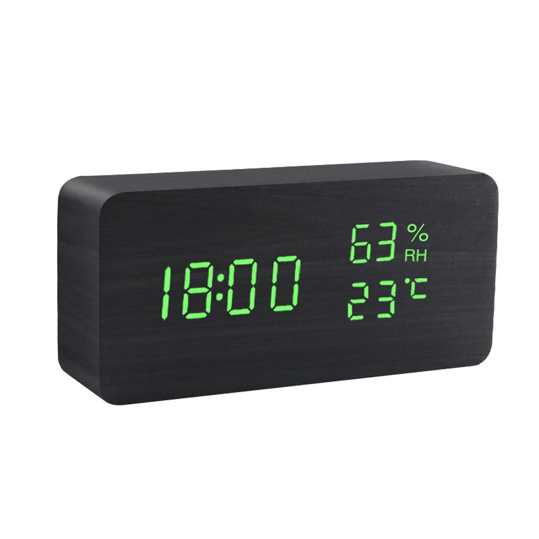 Sleek Simplicity LED Wooden Alarm Clock with Voice Control