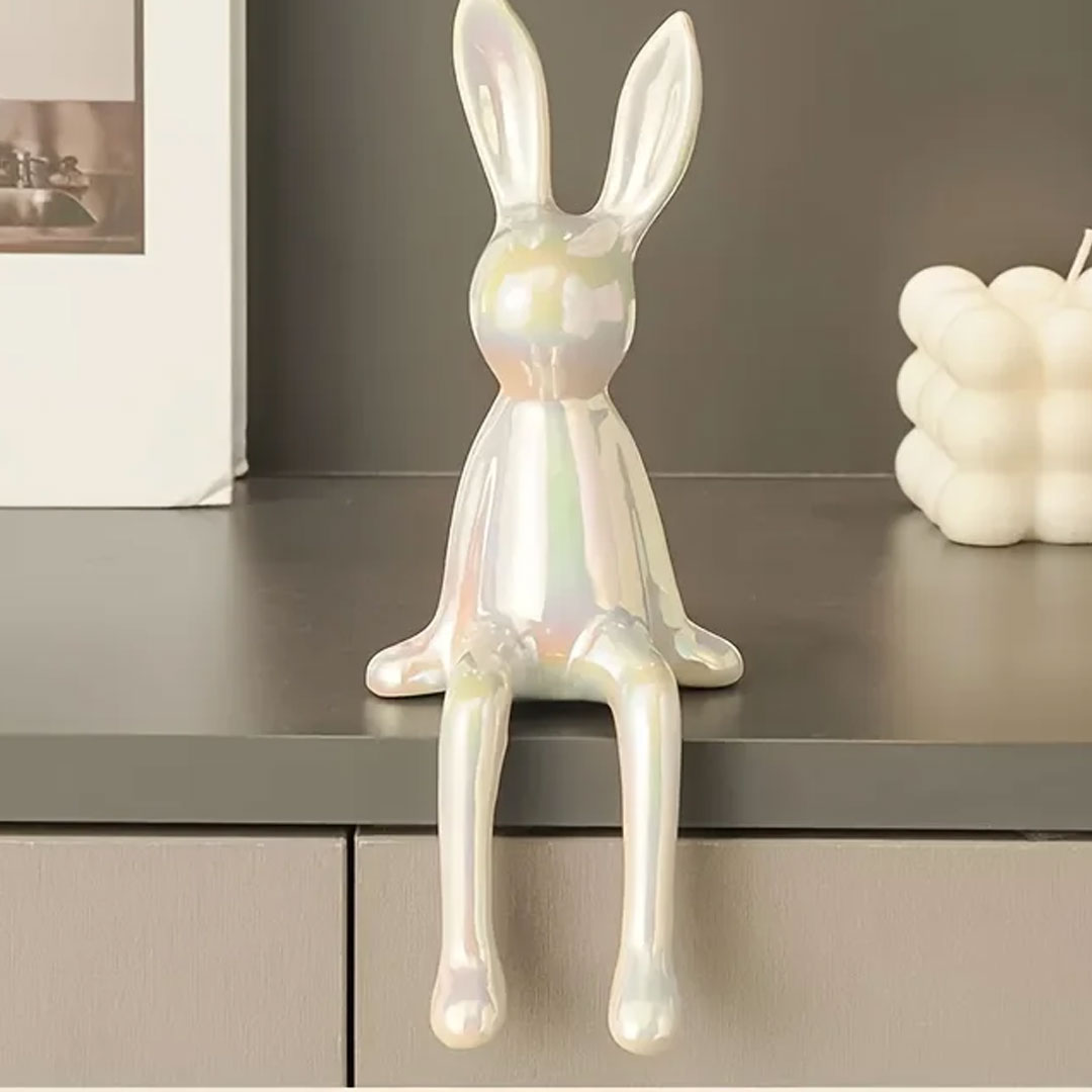 Ceramic Long-Eared Sitting Rabbit Luxury Home Decor