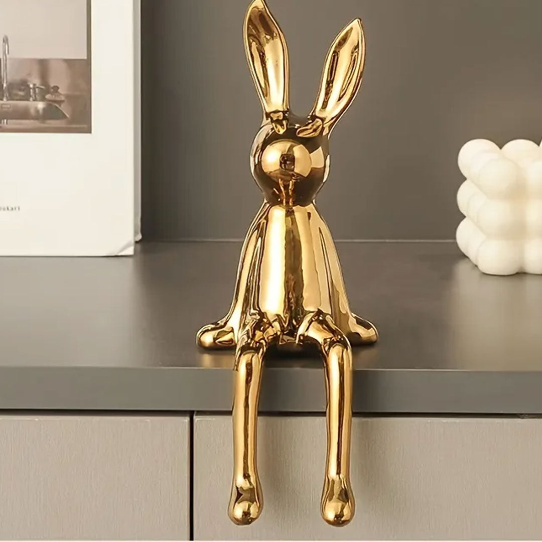 Ceramic Long-Eared Sitting Rabbit Luxury Home Decor