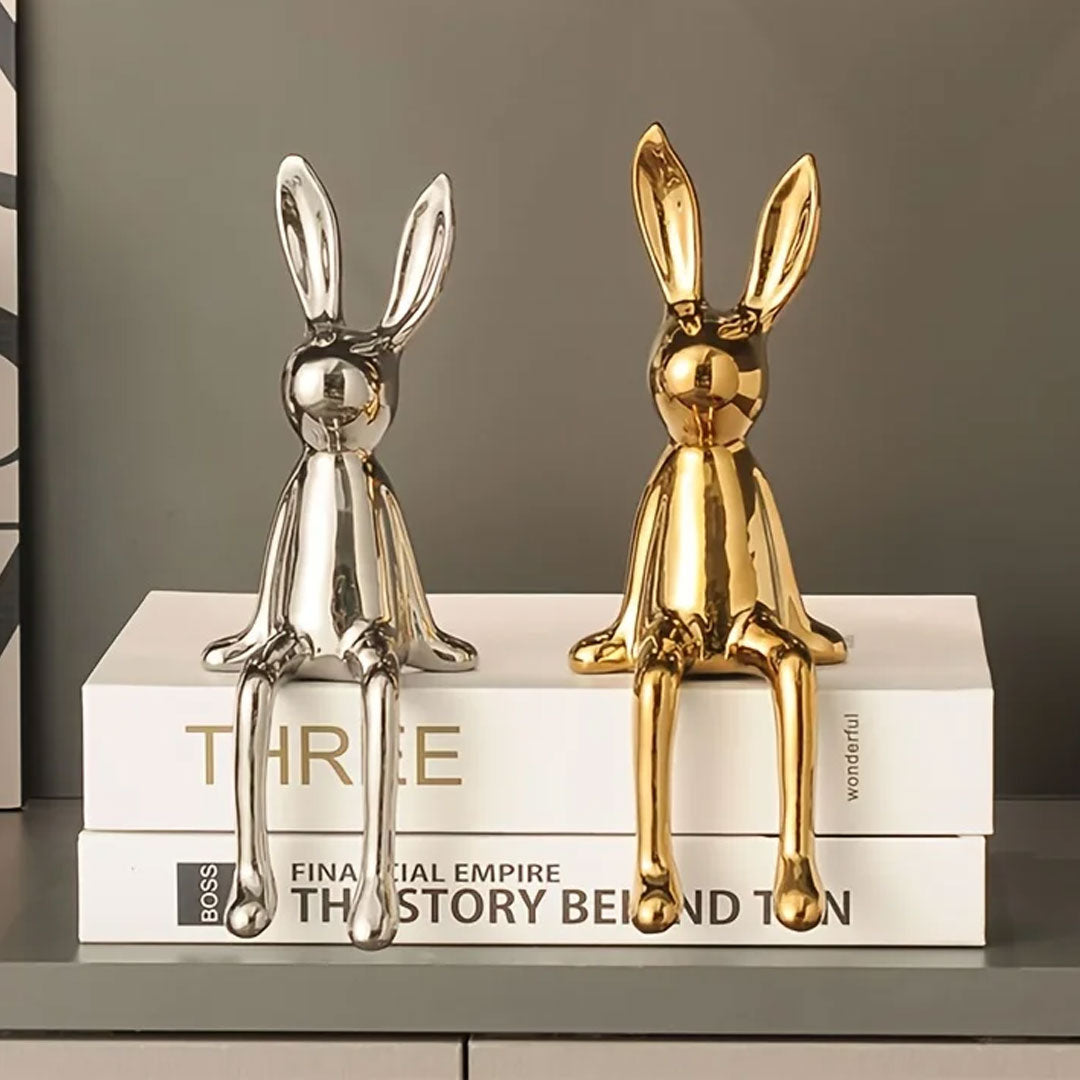 Ceramic Long-Eared Sitting Rabbit Luxury Home Decor