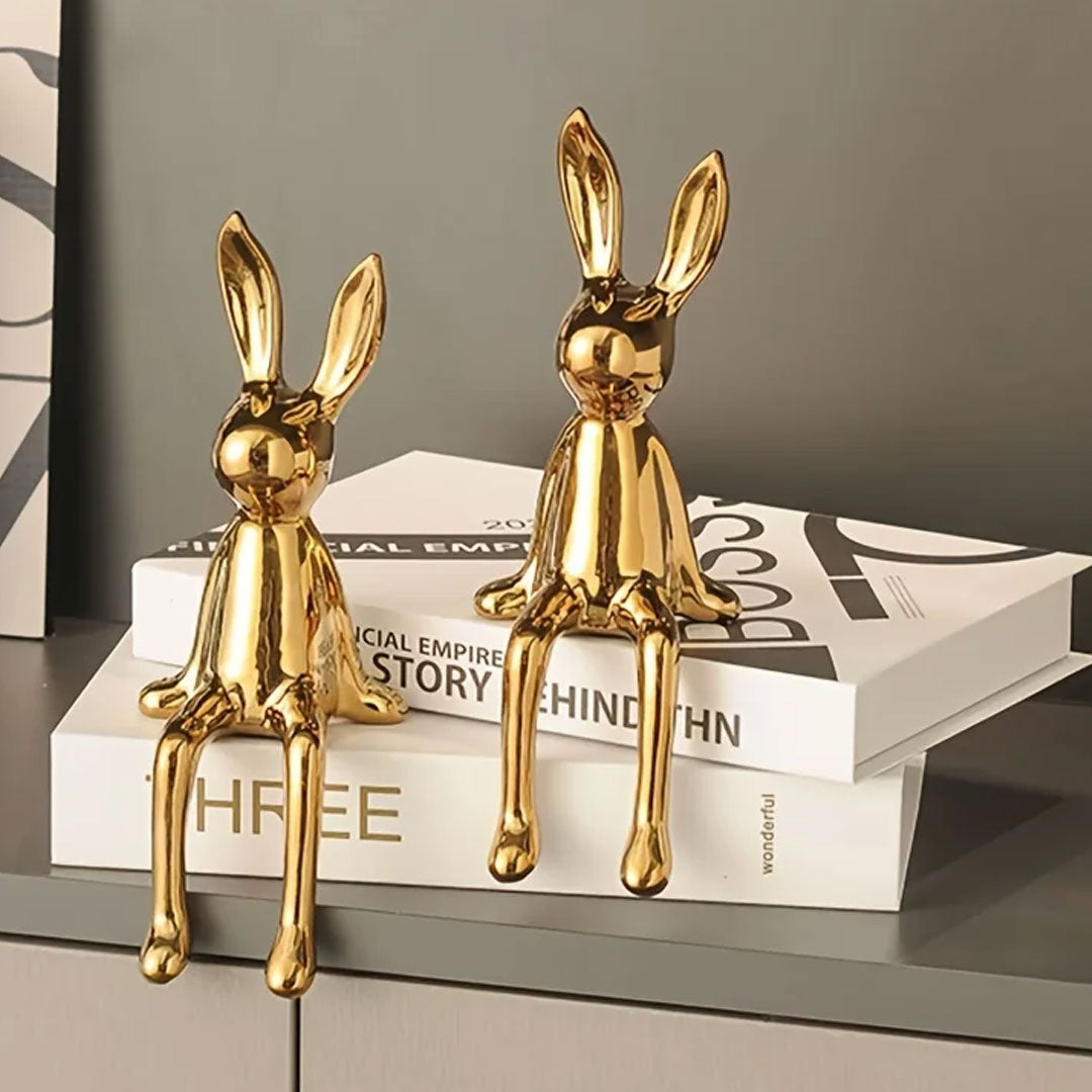 Ceramic Long-Eared Sitting Rabbit Luxury Home Decor