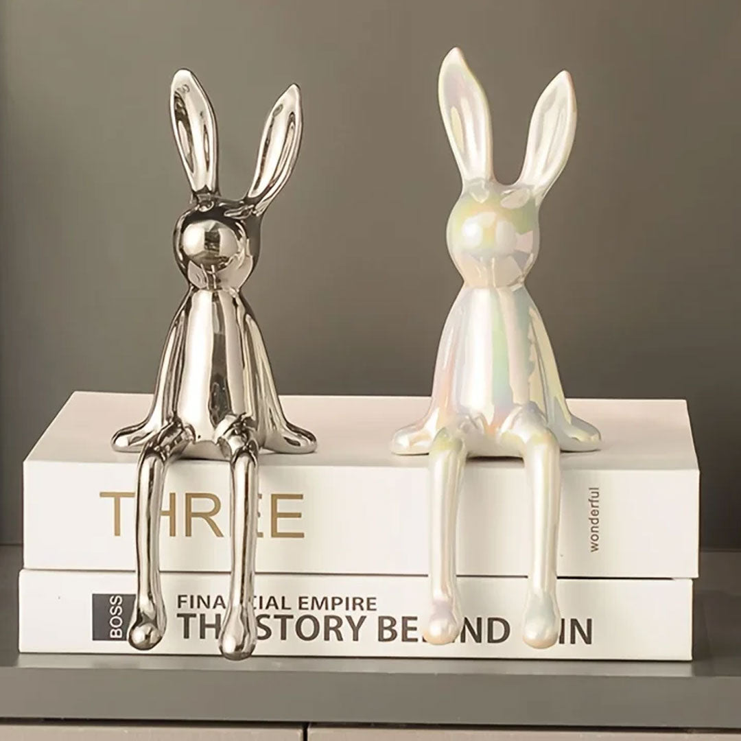 Ceramic Long-Eared Sitting Rabbit Luxury Home Decor