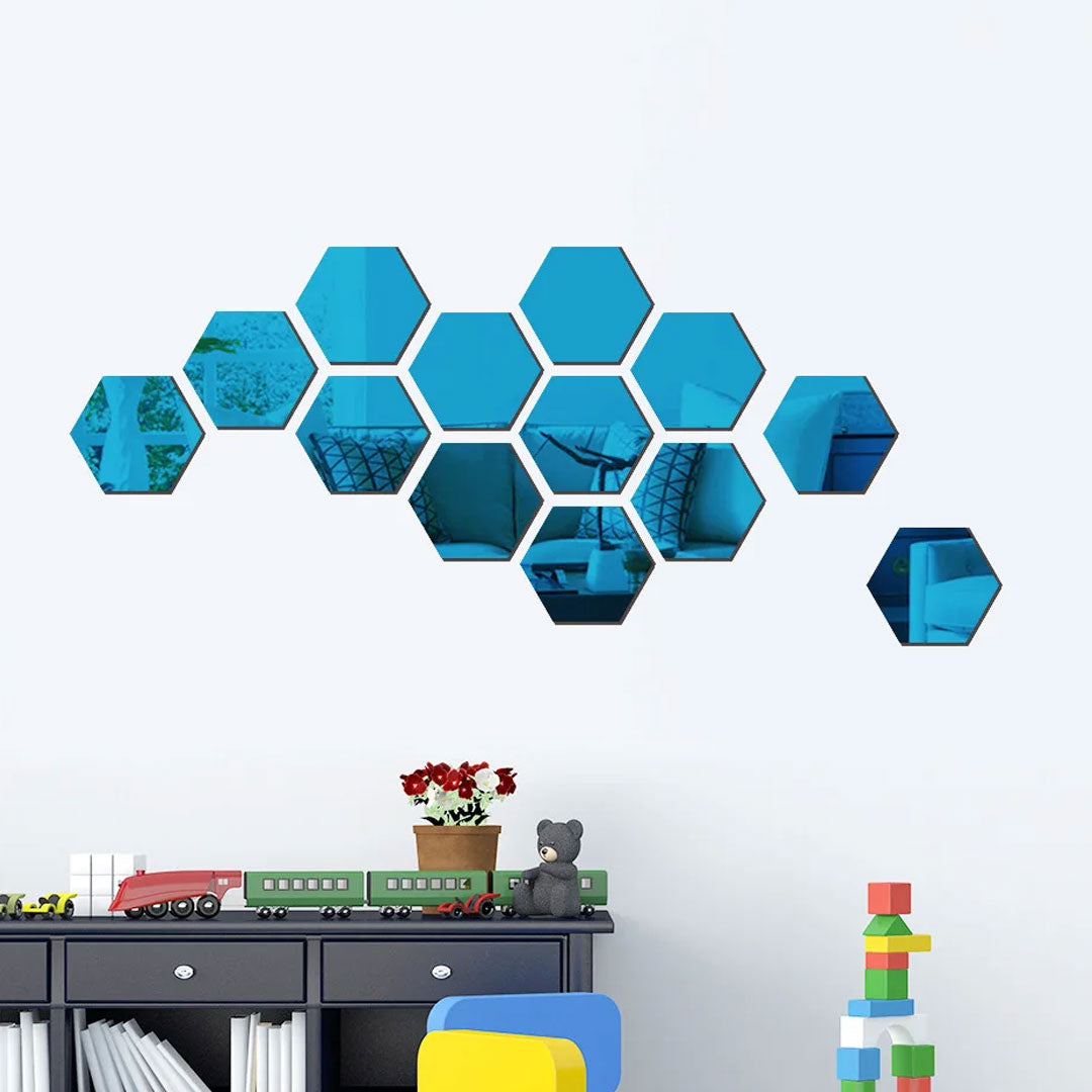 Hexagon Reflective Mirror Wall Stickers