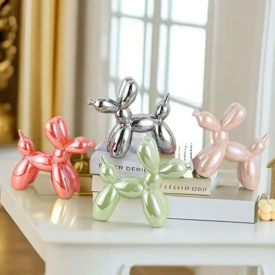 Creative Sculpture Mini Ceramic Balloon Dog Ornament