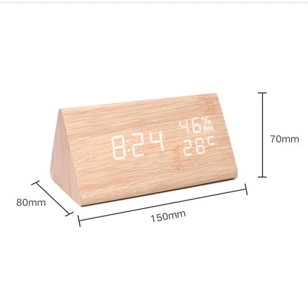 Sleek Simplicity LED Wooden Alarm Clock with Voice Control