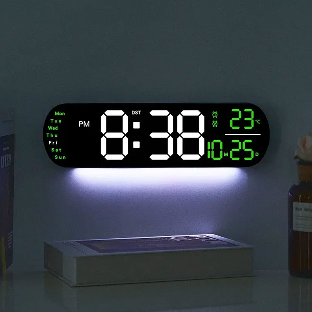 Large Digital Wall Clock Temperature Date Remote Control