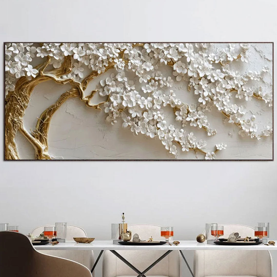 Abstract Home Decor 3D White Tree Flower Canvas Art