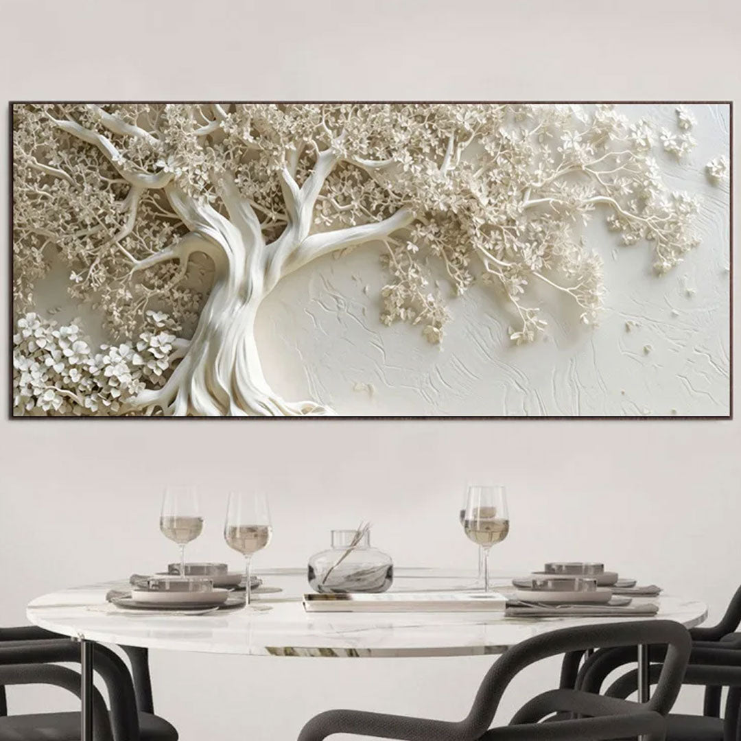 Abstract Home Decor 3D White Tree Flower Canvas Art