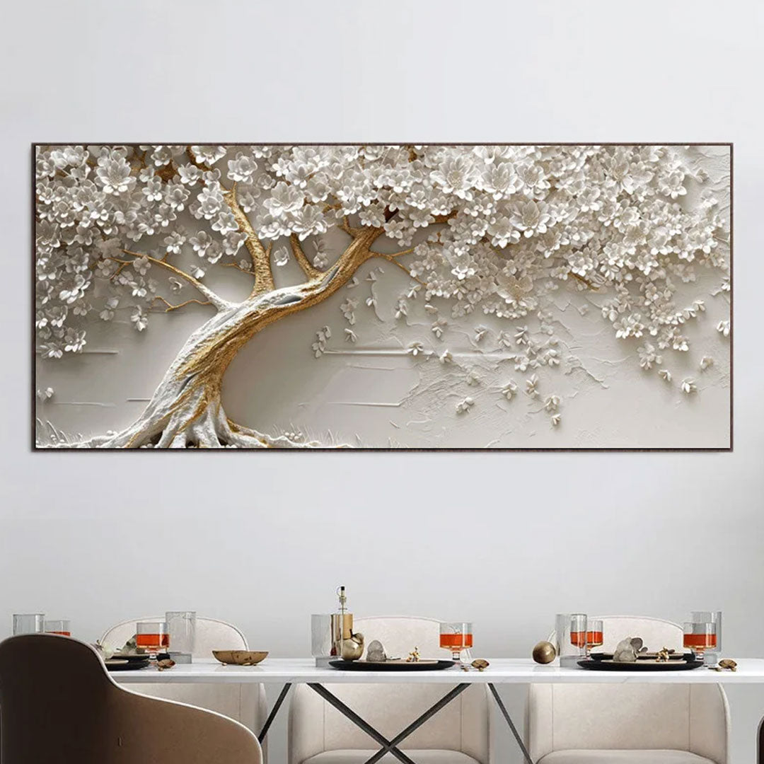 Abstract Home Decor 3D White Tree Flower Canvas Art