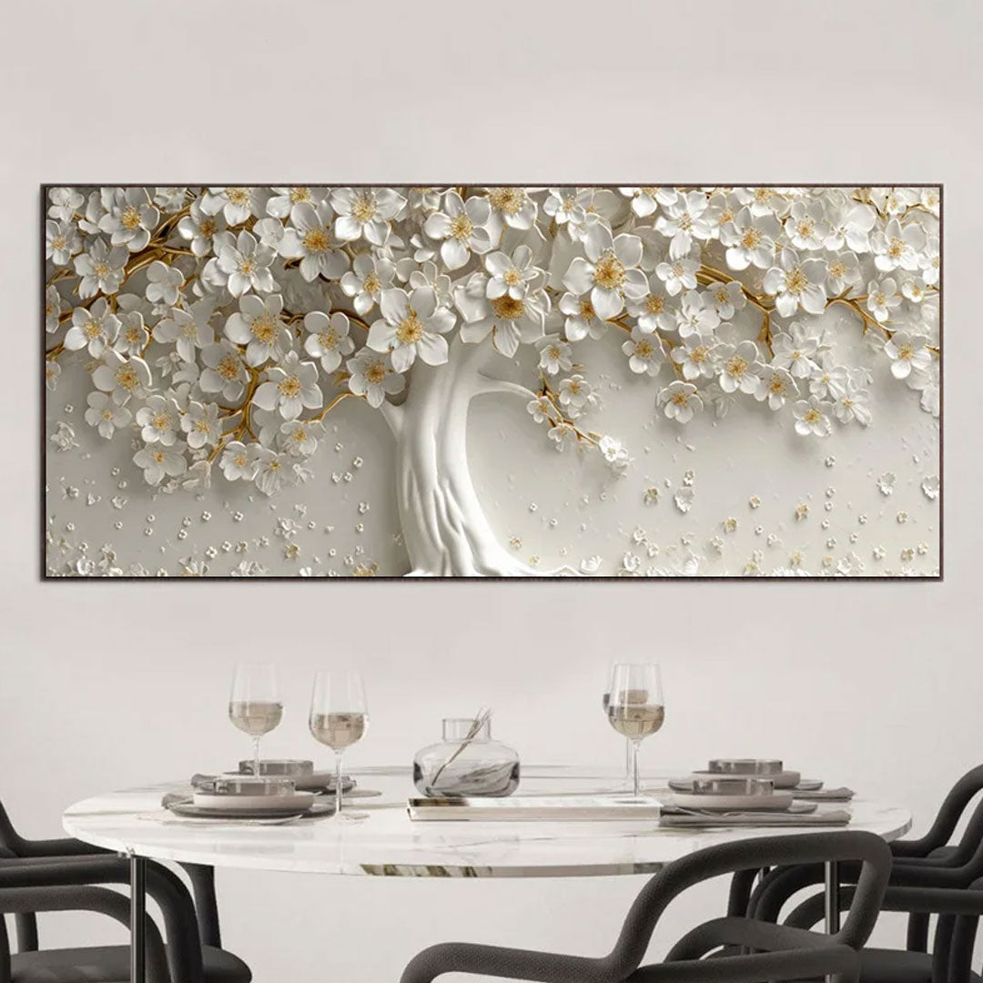 Abstract Home Decor 3D White Tree Flower Canvas Art