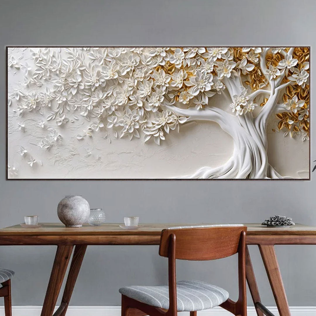 Abstract Home Decor 3D White Tree Flower Canvas Art