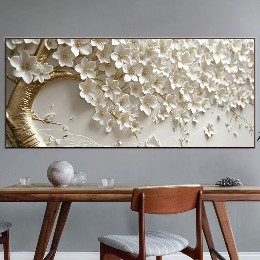 Abstract Home Decor 3D White Tree Flower Canvas Art