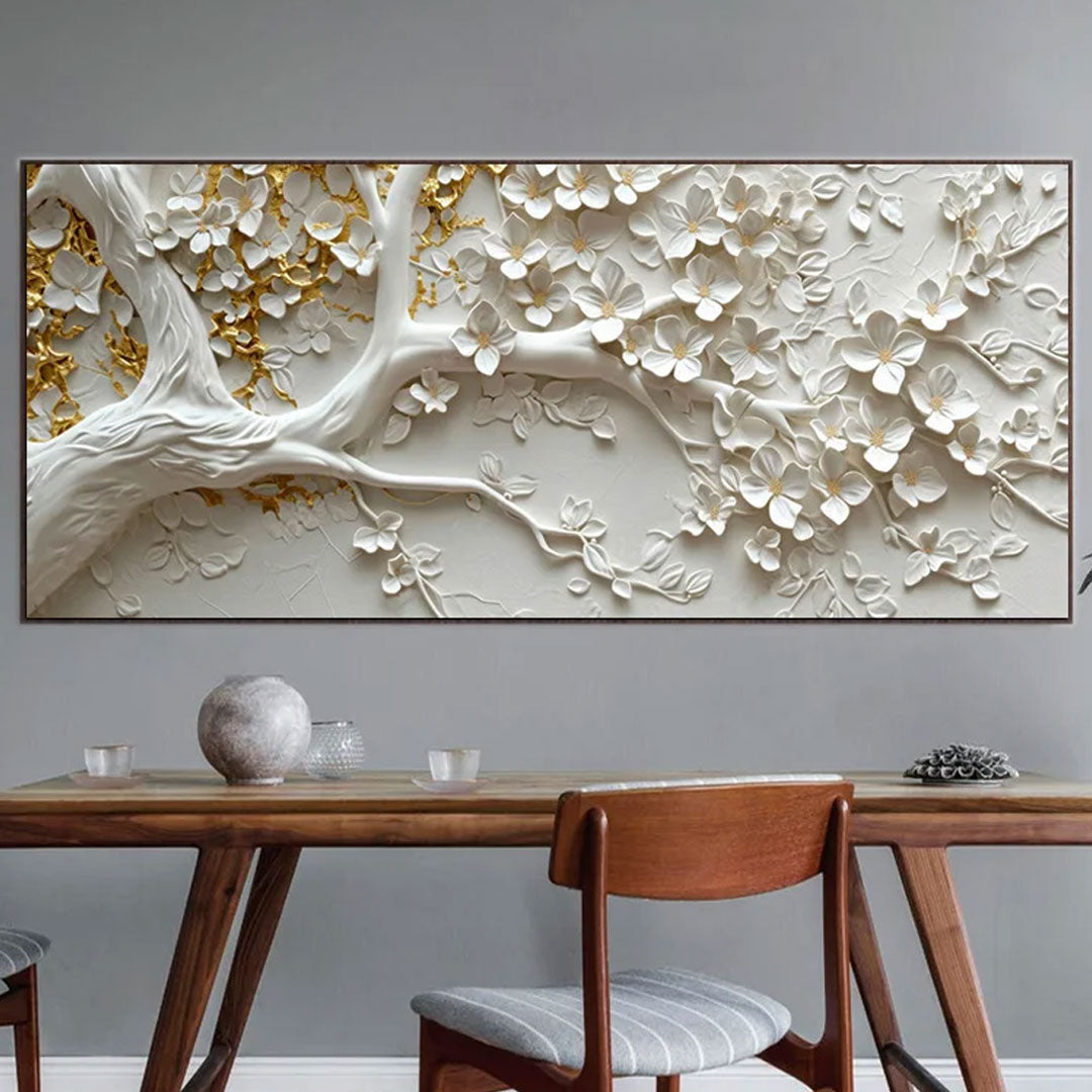 Abstract Home Decor 3D White Tree Flower Canvas Art