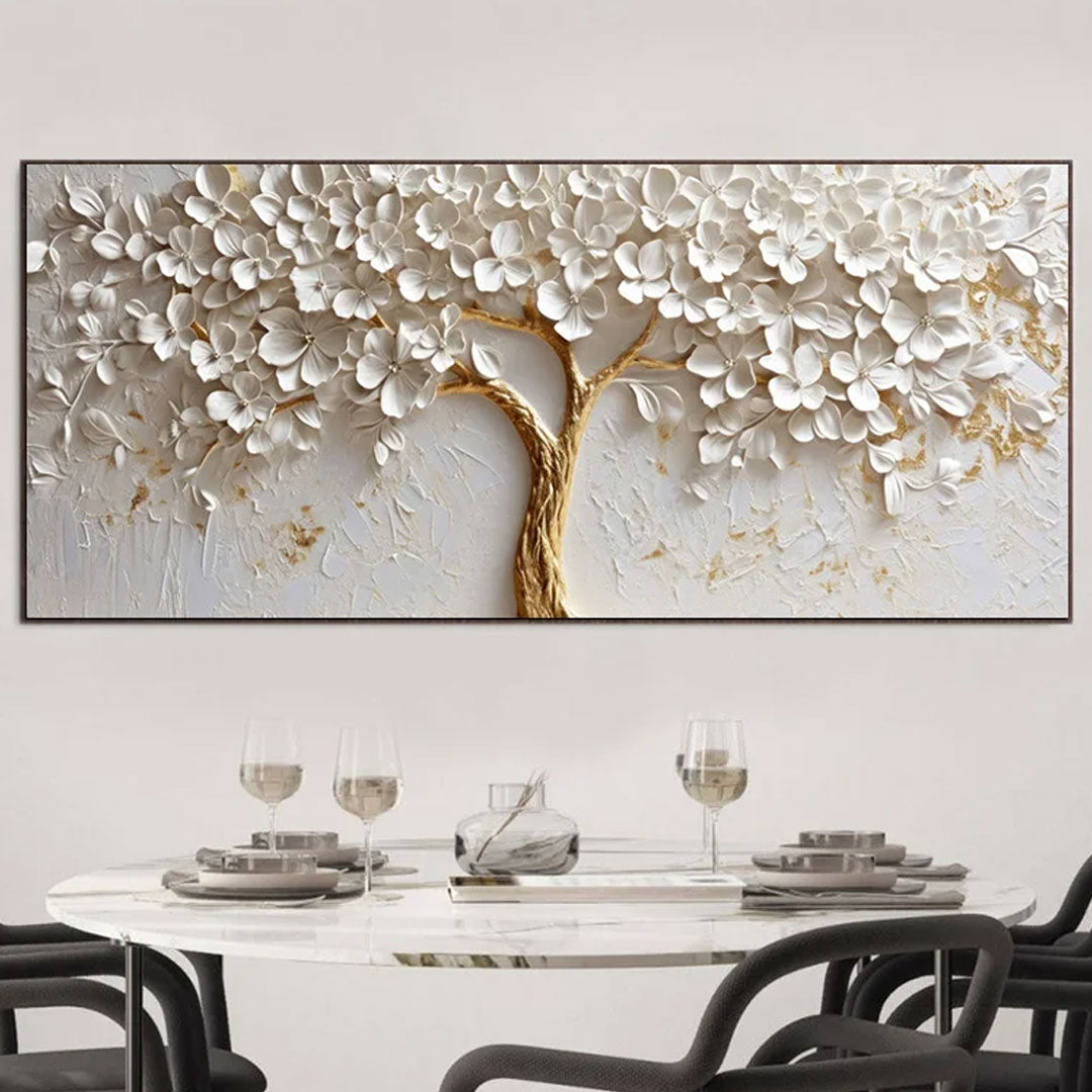 Abstract Home Decor 3D White Tree Flower Canvas Art