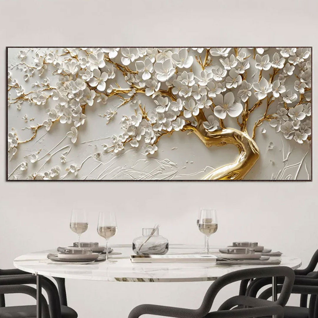 Abstract Home Decor 3D White Tree Flower Canvas Art