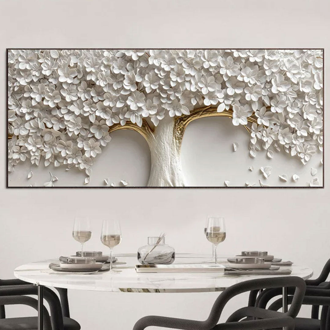 Abstract Home Decor 3D White Tree Flower Canvas Art