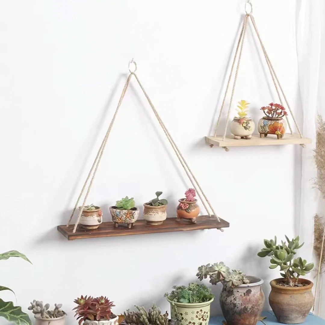 Wooden Swing Hanging Wall Shelf for Home Decor