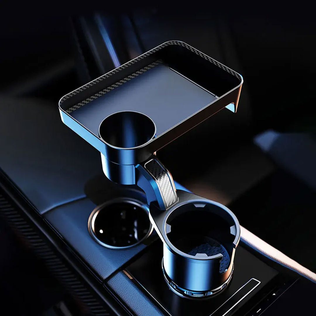 360-Degree Adjustable Car Cup Holder Expander with Food Table