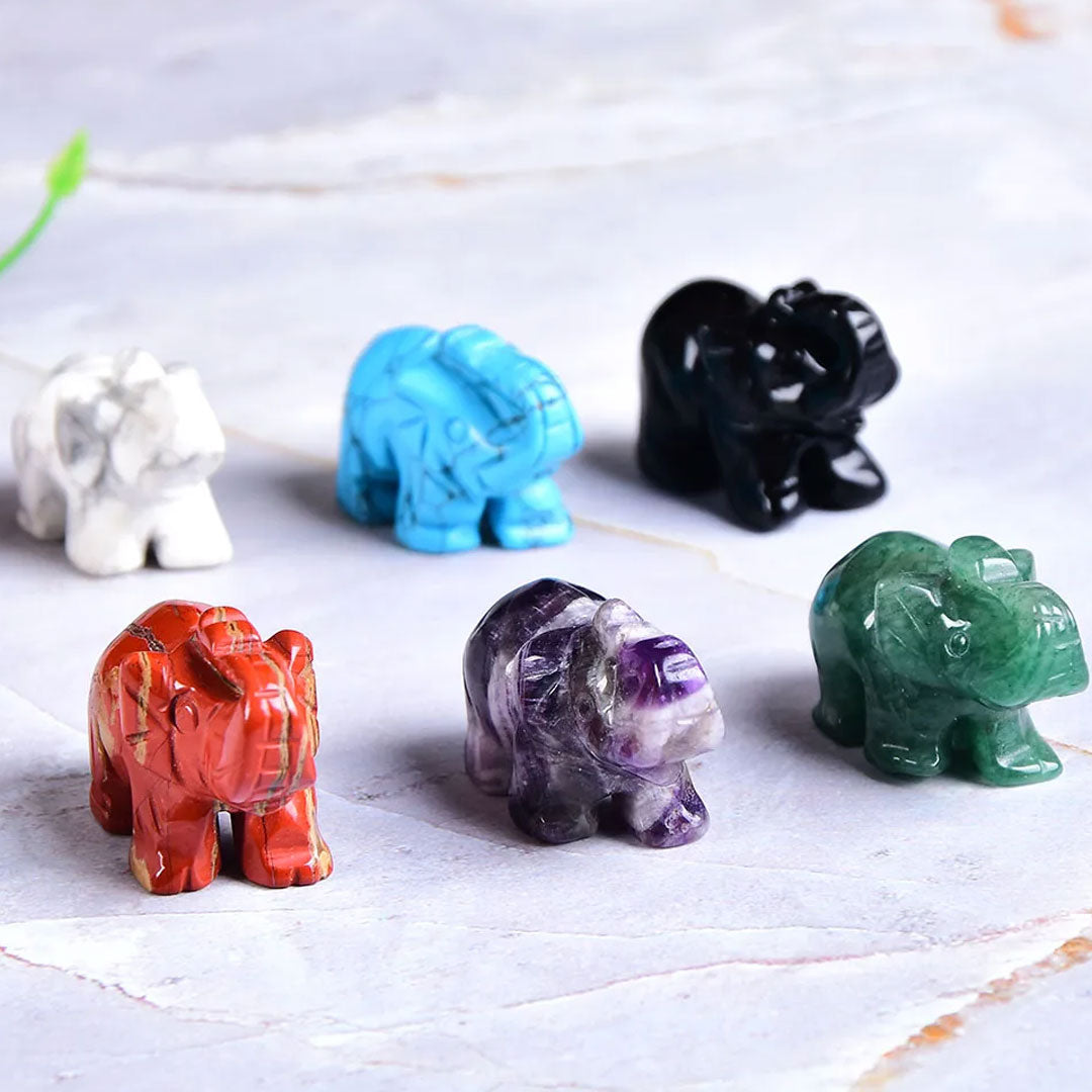 Gemstone Elephant Natural Crystal Decor for Home