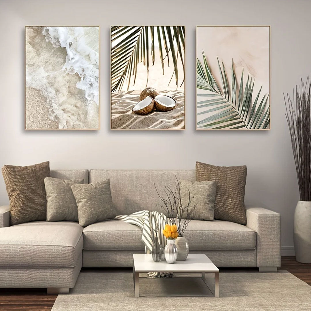 3-Piece Frameless Seascape Canvas Art Set