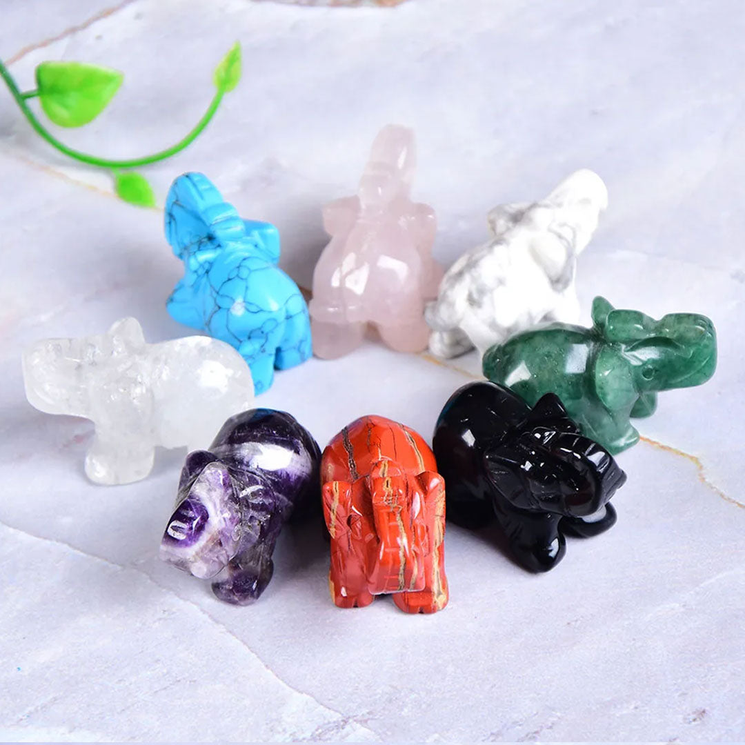 Gemstone Elephant Natural Crystal Decor for Home