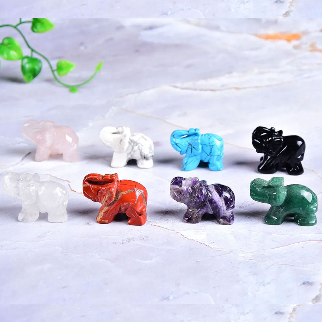 Gemstone Elephant Natural Crystal Decor for Home