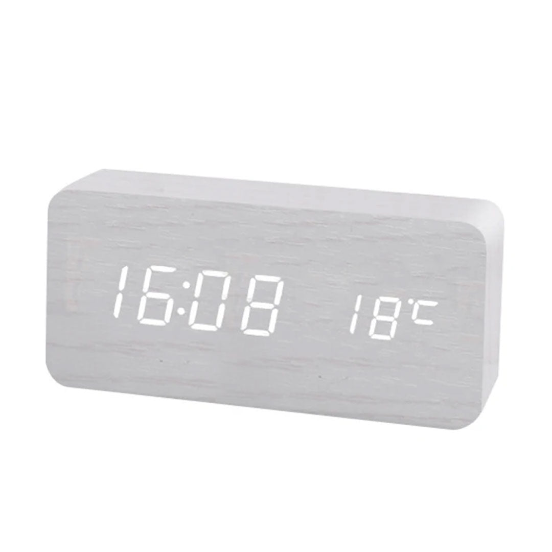 Smart Wood LED Digital Alarm Clock with Temperature Display