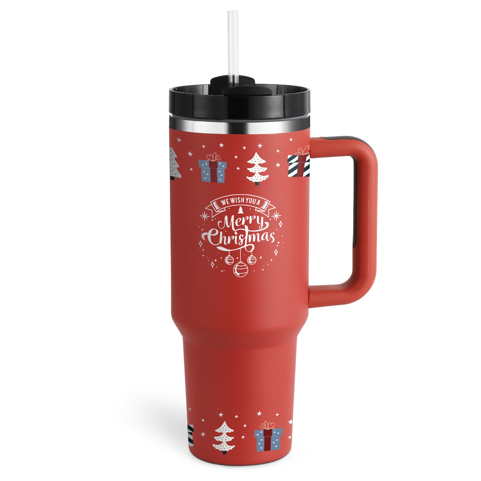 40 Oz Christmas Mug Insulated Tumbler with Handle Lid Straw