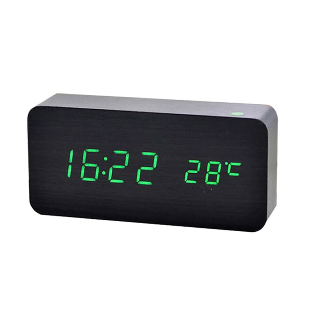 Smart Wood LED Digital Alarm Clock with Temperature Display