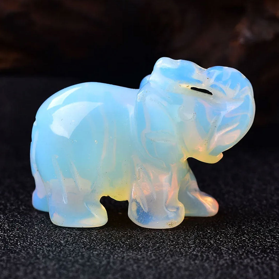 Gemstone Elephant Natural Crystal Decor for Home