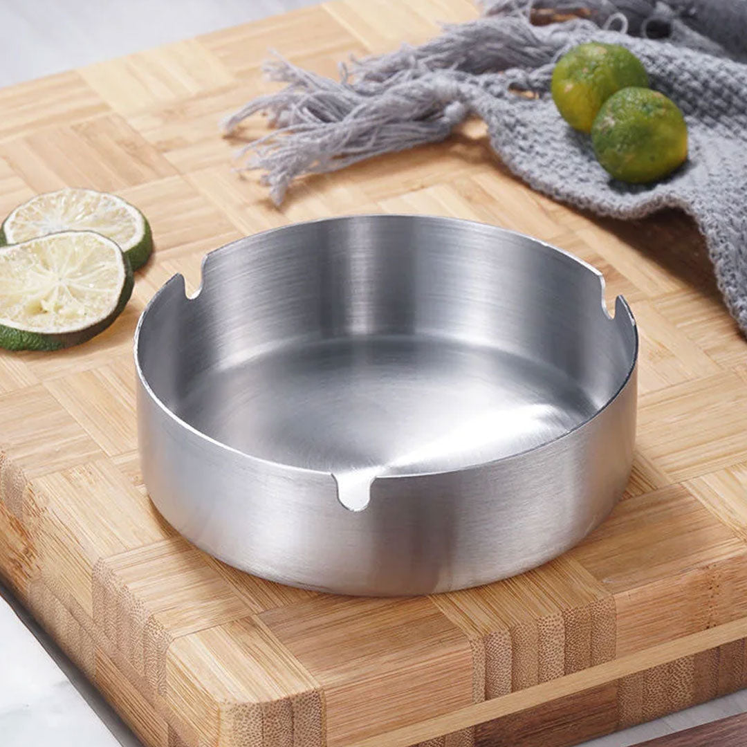 Sleek Silver Portable Stainless Steel Ashtray