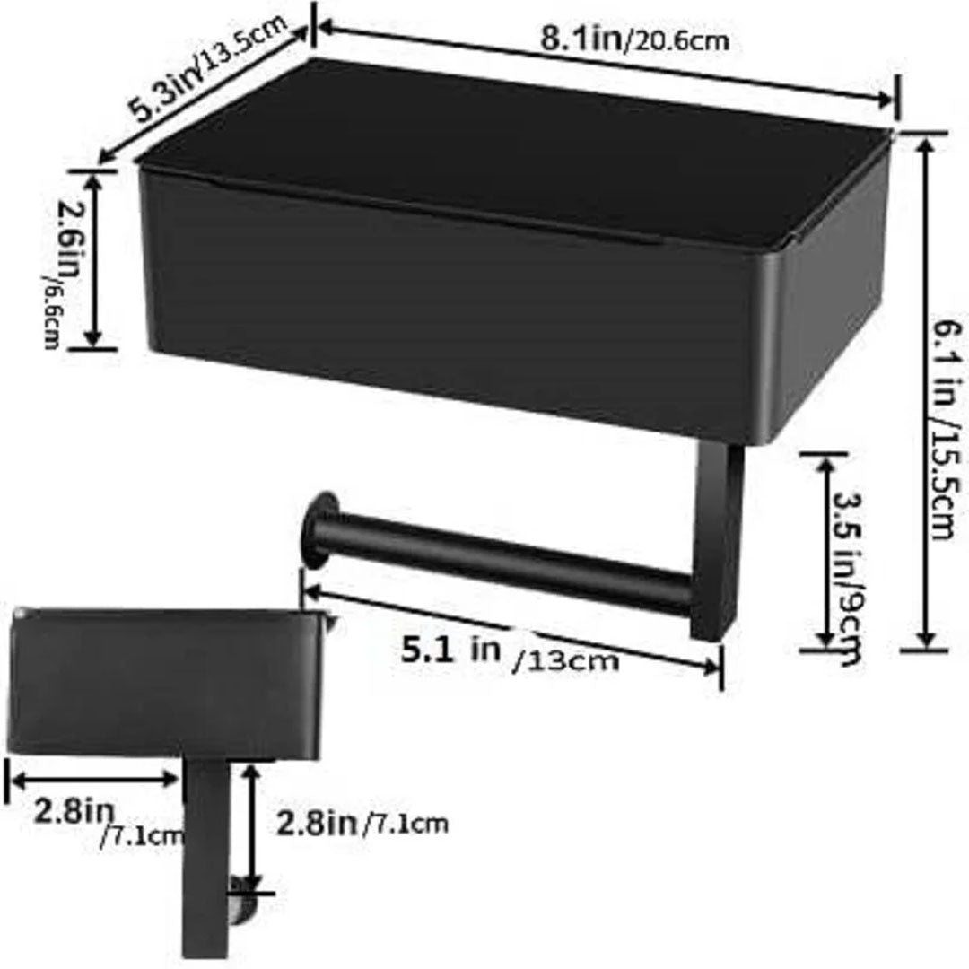 Toilet Paper Holder with Shelf and Wipes Dispenser