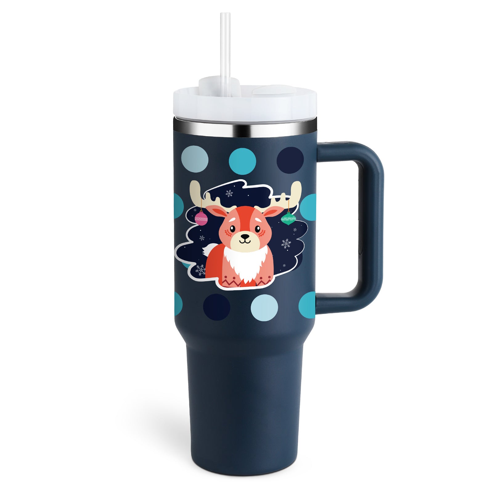 40 Oz Christmas Mug Insulated Tumbler with Handle Lid Straw