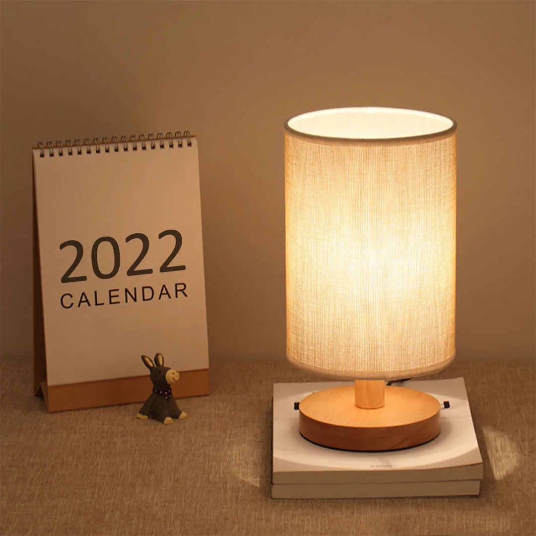 Wooden Charm USB Bedside Lamp for Cozy Nights