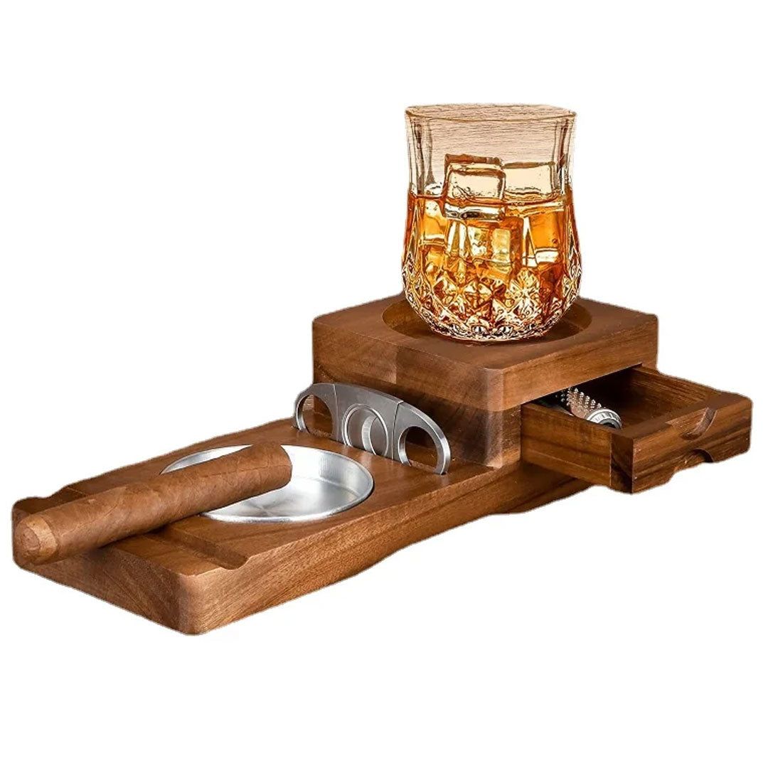 Wooden Cigar Ashtray Stylish Whiskey Tray and Coaster