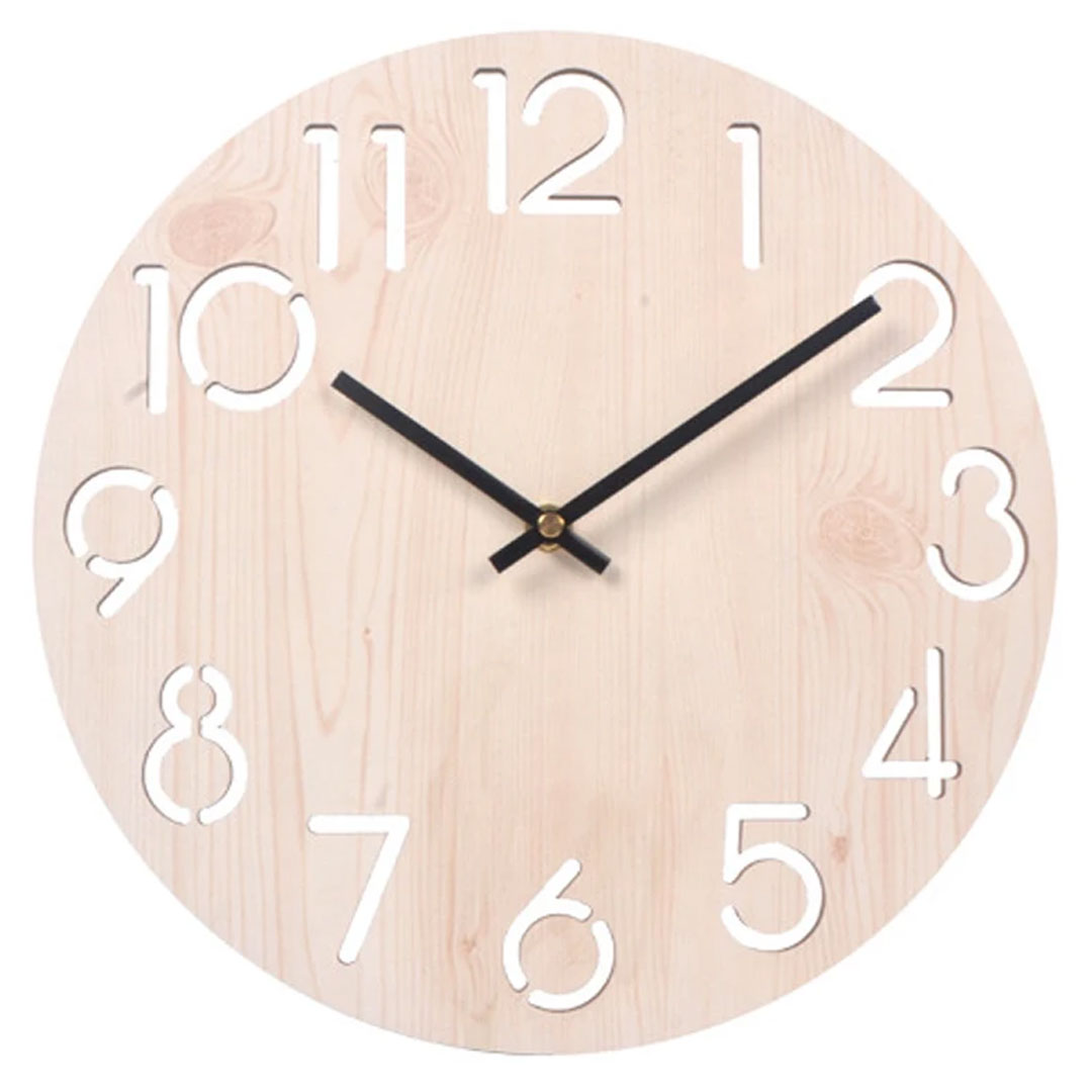 Nordic Modern 3D Wooden Wall Clock for Home Decor