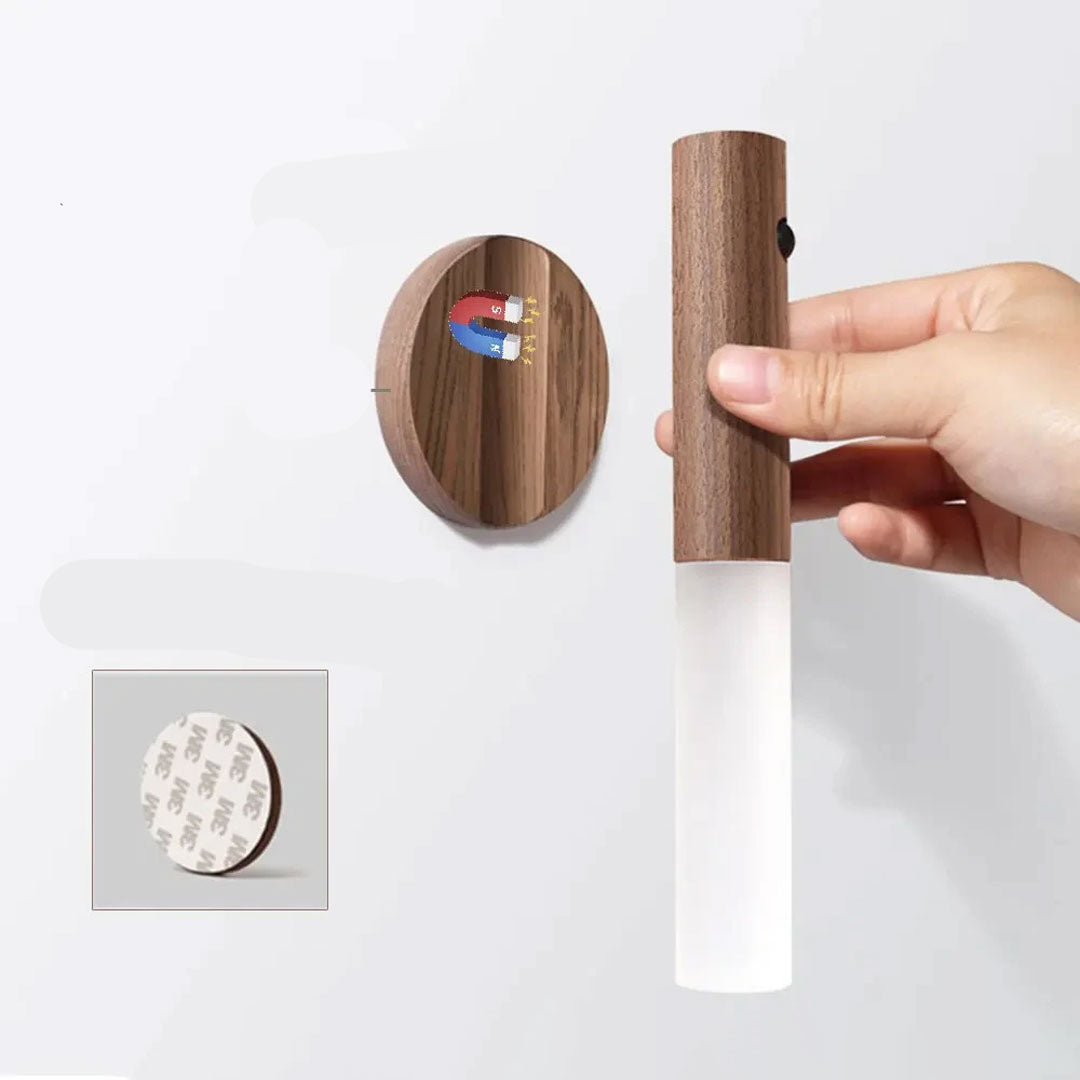 Wood Grain Design Motion Sensor LED Wall Lamp