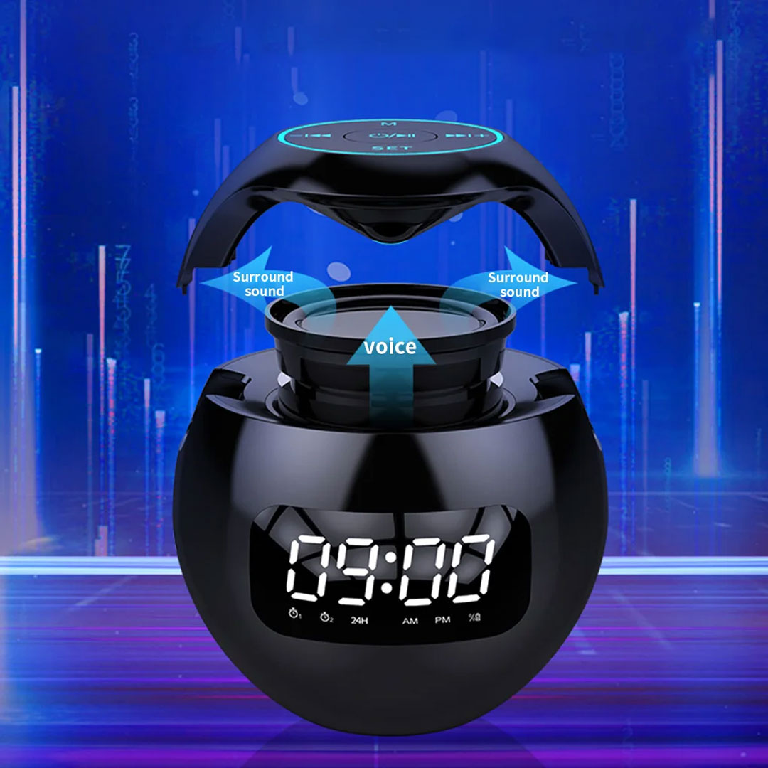 Portable Bluetooth 5.0 Speaker with LED Alarm Clock