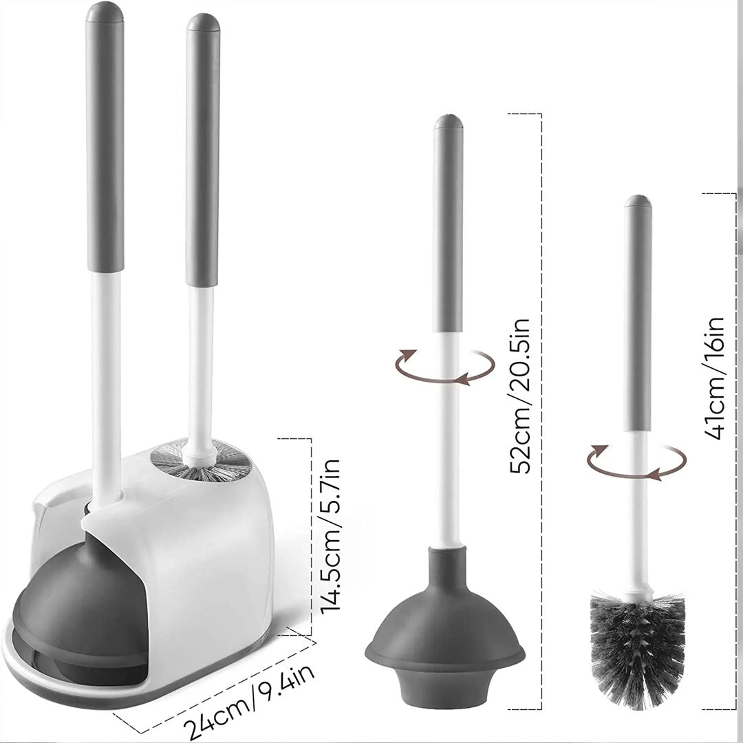 2 in 1 Toilet Plunger and Brush Set with Holder