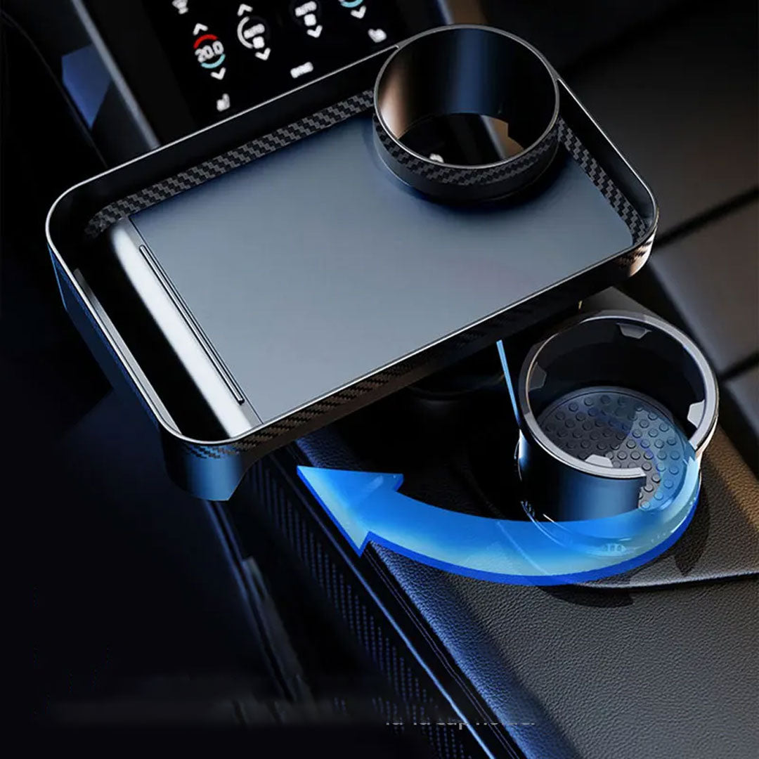 360-Degree Adjustable Car Cup Holder Expander with Food Table