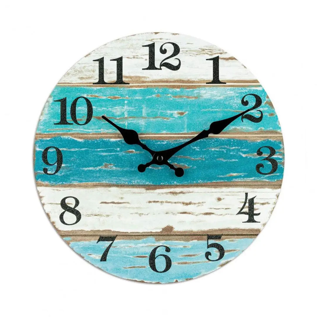 Silent Non-Ticking Rustic Wooden Wall Clock