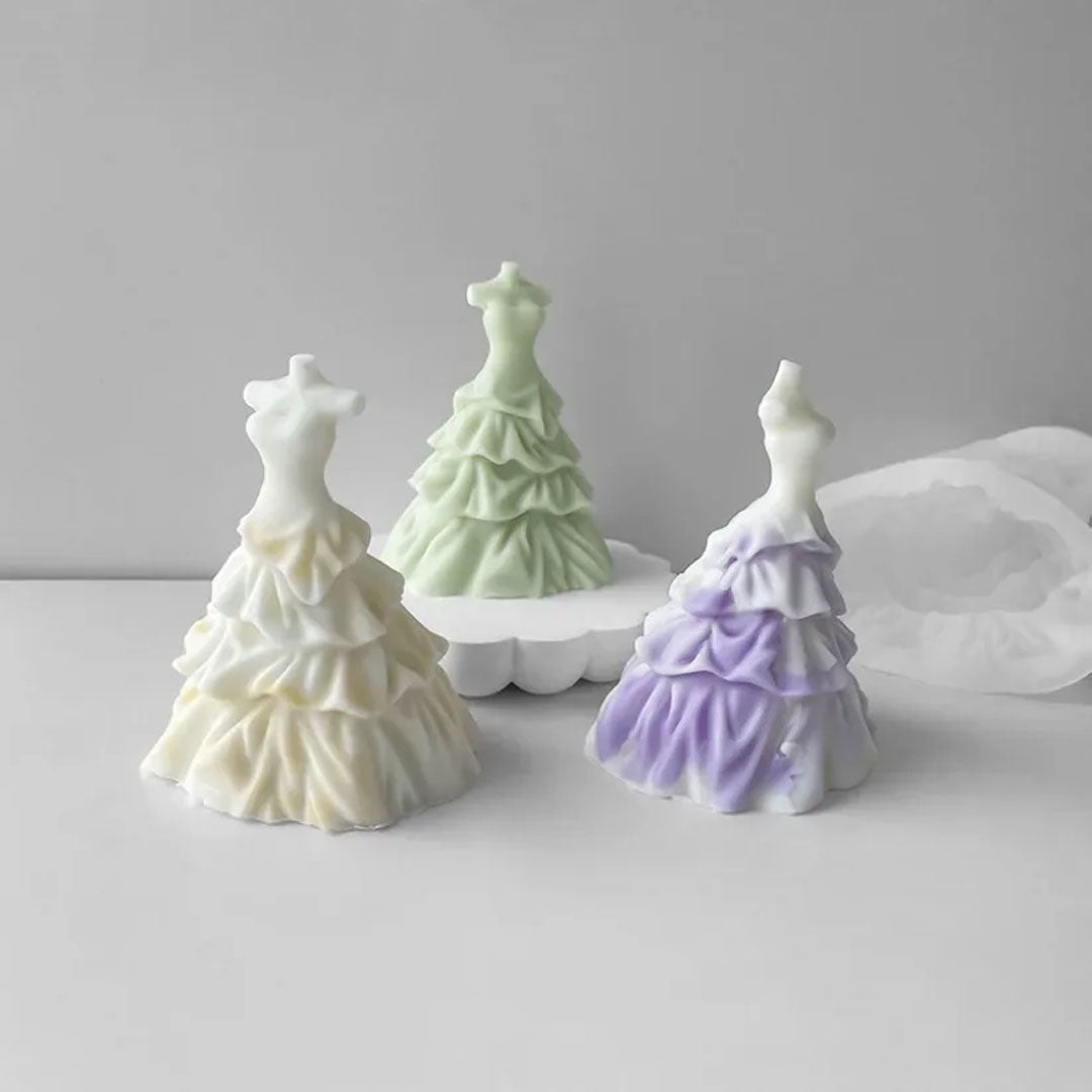 3D Wedding Dress Candle Silicone Mold