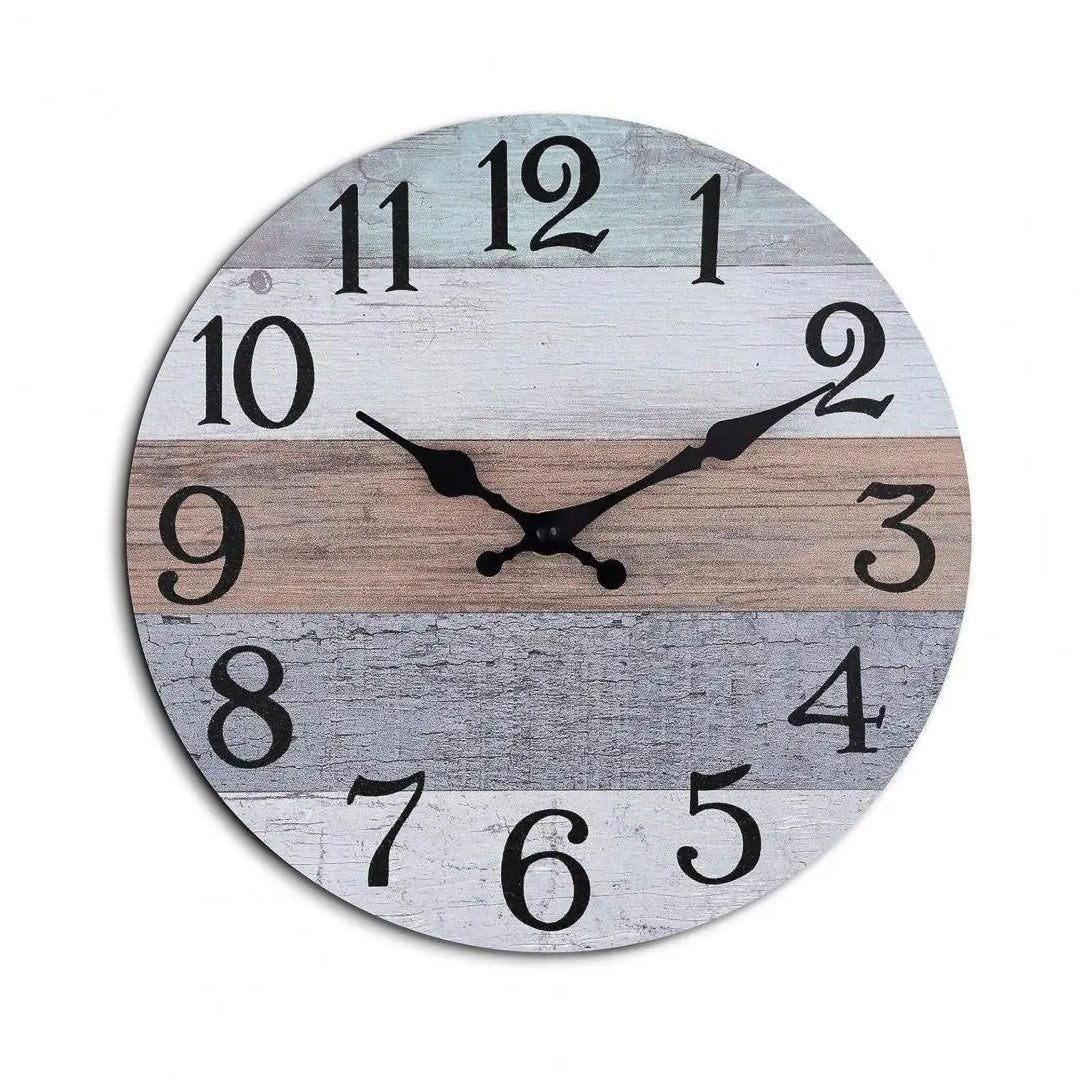 Silent Non-Ticking Rustic Wooden Wall Clock